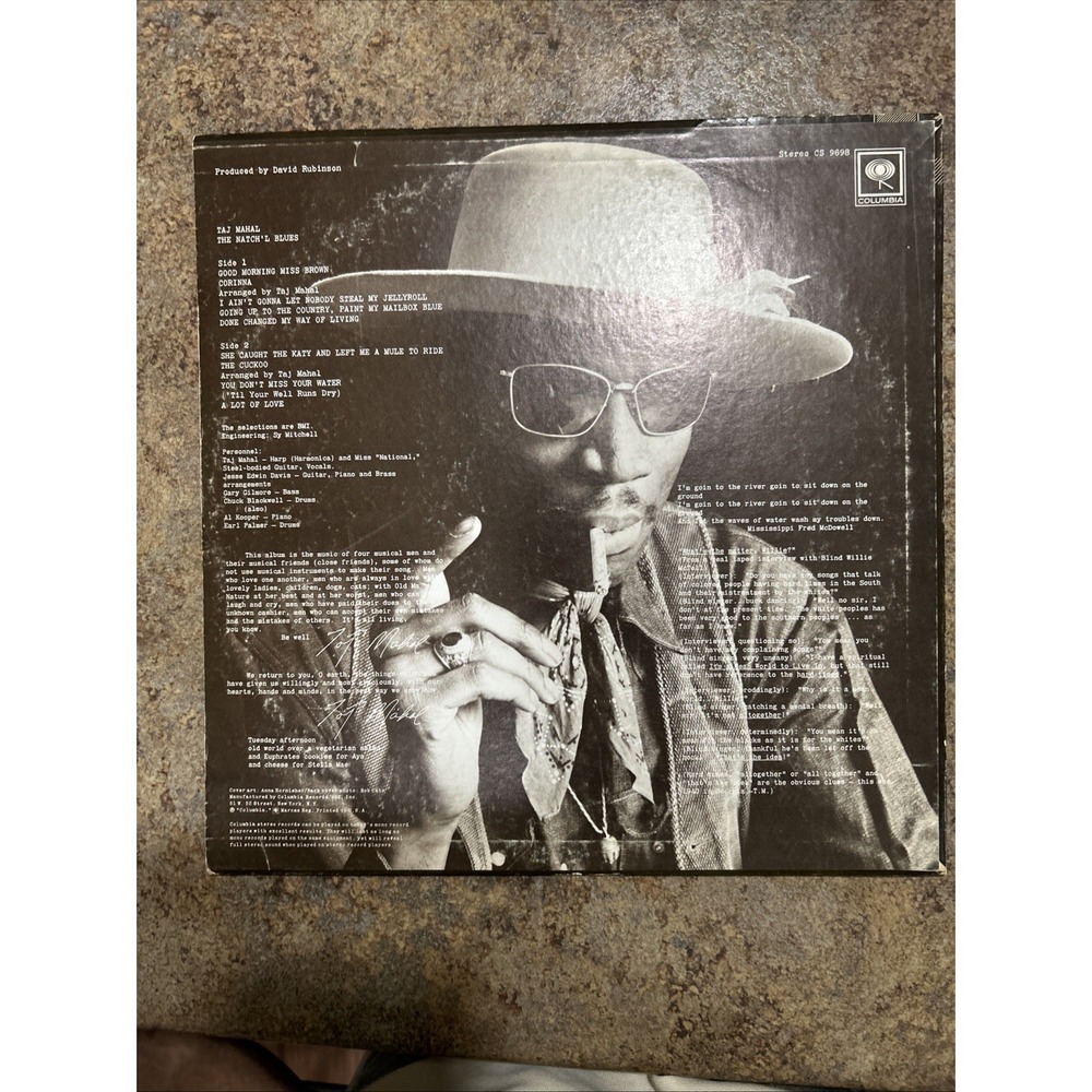Taj Mahal Natch'l Blues CS-9698 Stereo Columbia 360 Vintage 1970 LP  Vinyl EX-NM - Picture 2 of 4